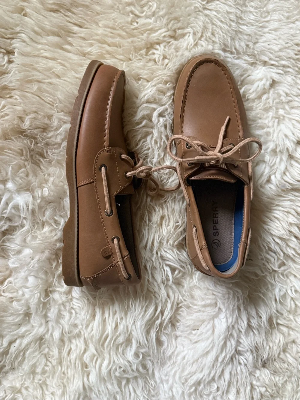 NEW $110 Sperry Men’s 8.5 Brown Leather Boat Shoes Slip On Loafers comfy sneaker